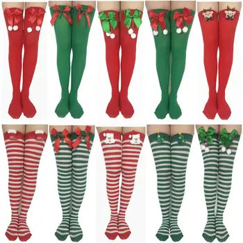 Üreticiler Noel çorap parti elbise aksesuarları çorap Noel diz üstü çorap yay çorap çorap seksi