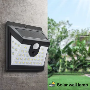Üç tarafı 40 LED açık güneş lambası PIR hareket sensörü duvar lambası su geçirmez güneş lambası güneş floresan lamba bahçe dekorasyon
