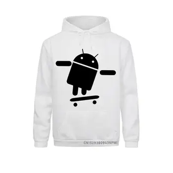 Moda Erkek Tişörtü Android Robot Erkek Hoodie Mizah Logo Baskılı Komik Kazak Uzun Kollu Yuvarlak Boyun Zil Mont