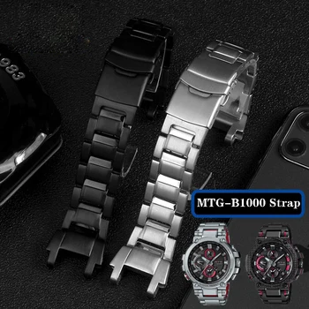 Paslanmaz Çelik saat kayışı Casio MTG-B1000 / G1000 Modifikasyonu Rahat Çift Güvenlik Toka Watchband Aksesuarları