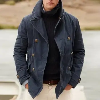 Sonbahar Erkek Ceketler Casual Katı Moda Vintage Sıcak Palto Gevşek büyük boy Yüksek Kaliteli Kış Ceket Erkekler Moda Açık Astar